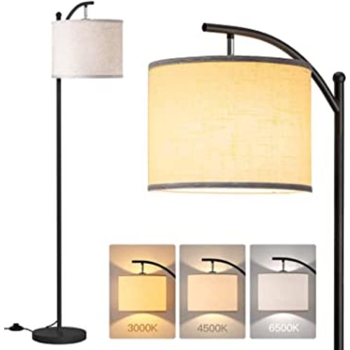 addlon Floor Lamp with 3CCT LED Bulb (9W), Lamp for Living Room with Beige Linen Lamp Shade, Modern Standing Lamp Floor Lamps for Bedrooms - Black