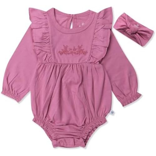 HonestBaby Bubble Romper and Headband Set Organic Cotton for Infant Baby and Toddler Boys, Girls, Unisex