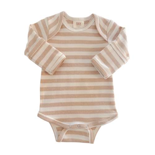 Biscuit Stripe / Organic Long Sleeve Bodysuit
