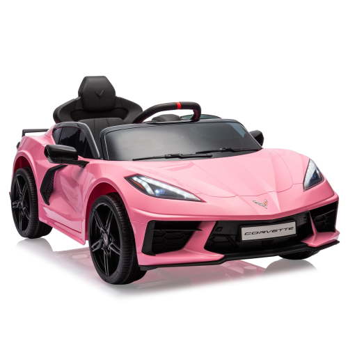 TROPOW Kids Cars Electric Ride On,12V Kids Ride on Car Licensed Corvette Battery Powered Car Toddles Electric Sports Car Toy with Remote Control, Visual Dashboard,Christmas Gift for Kids,Pink