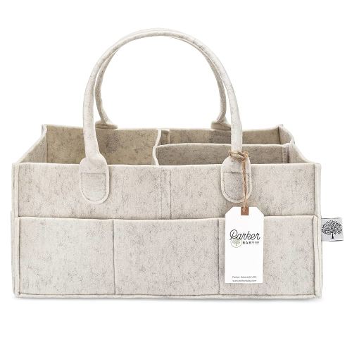 Parker Baby Diaper Caddy - Nursery Storage Bin and Car Organizer for Diapers and Baby Wipes - White, Large