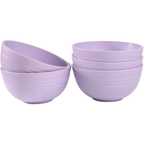 5-Pack Unbreakable 5.3in Cereal Bowls Food-Safe Dishwasher & Microwave Safe for Cereal Salad Soup Snacks Purple
