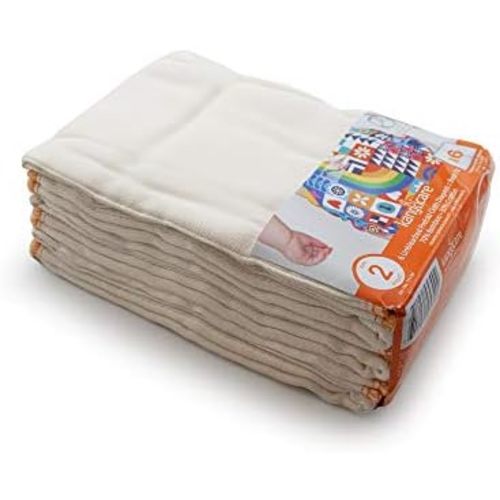 Kanga Care Reusable Unbleached 70% Viscose of Rayon from Bamboo / 30% Cotton Prefold Cloth Diapers (6pk) - Size 2 : Infant