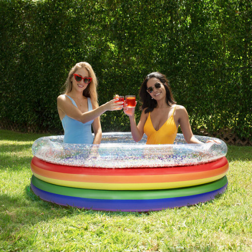 Rainbow Collection Sunning Pool 3-Ring Inflatable Pool Multicolor Glitter, Multi - PoolCandy | Maisonette
