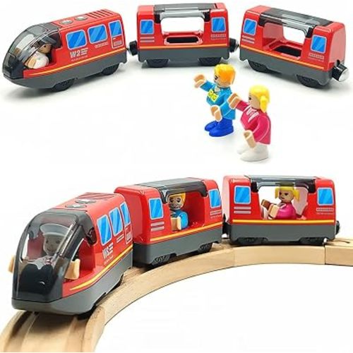 TOPLIVING Wooden Train Accessories Battery Operated Locomotive Train, Motorized Train for Wooden Track, Powerful Engine Train Vehicles Fit All Major Brands Track Railway System (Battery Not Included)