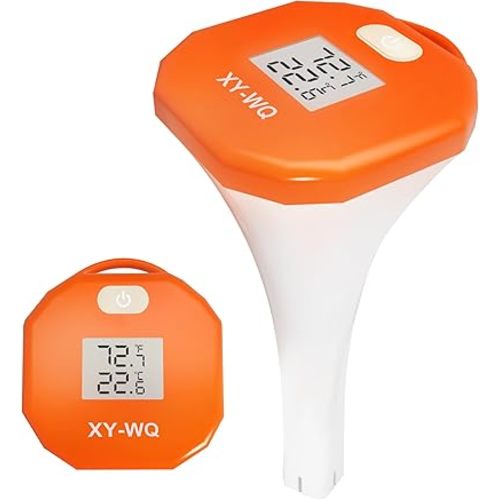 XY-WQ Digital Pool Thermometer with Safety Rope, Floating Water Thermometer with Large LCD Display, Easy-to-Read Big Numbers, IPX8 Waterproof for Swimming Pools, Spas, Hot Tubs & Aquariums