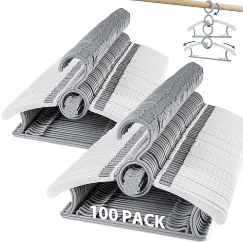 PIGLOG Baby Hangers 100 Pack Extendable Adjustable Kids Hangers, 11-14 Inches Non-Slip Plastic Toddler Hanger for Baby Kid Kids Children Infant Child,Stackable Kid Hangeres for Closet Grey Bear