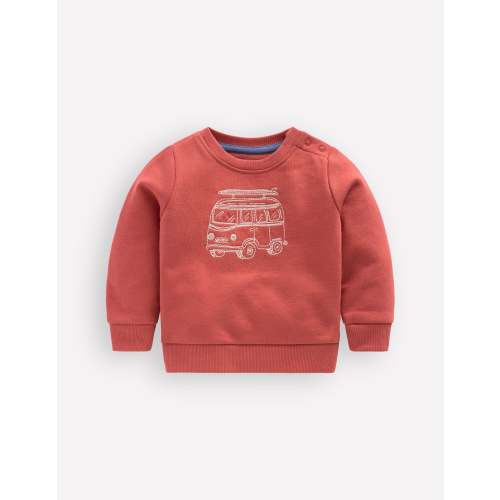 Chain Stitch Sweatshirt-Jam Red Campervan