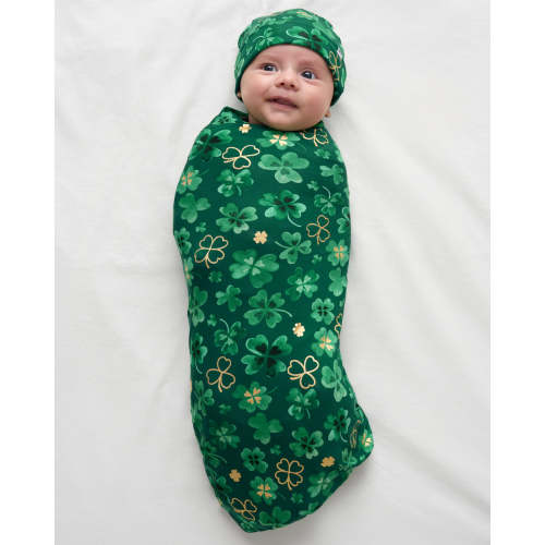 Clover Cuties Swaddle & Hat Set | Little Sleepies