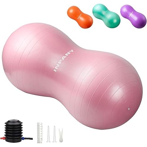 INPANY Peanut Ball - Anti Burst Exercise Ball for Labor Birthing, Physical Therapy for Kids, Core Strength, Flexible Seating, Home & Gym Fintness, Sensory Chair Wiggle Seat for Boys and Girls
