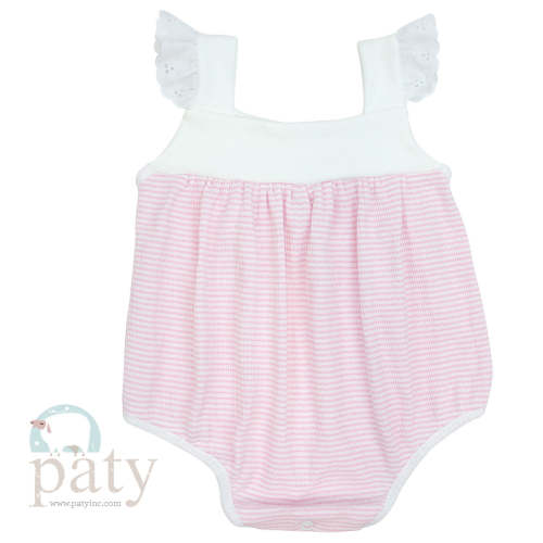Rib Knit Girls Sunsuit with Eyelet Trim #RB150