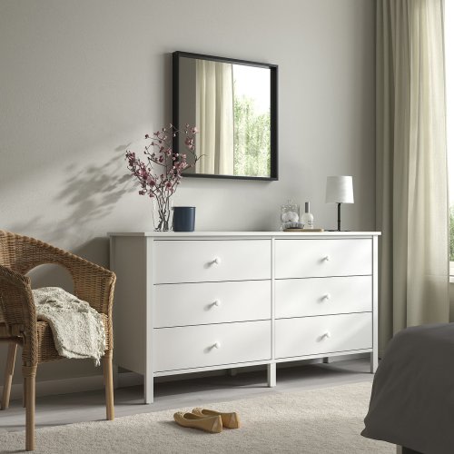 KILBERGET 6-drawer dresser - white/anchor/unlock function 56 3/4x30 3/4 "