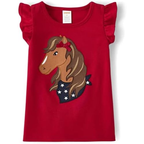 Gymboree Girls' and Toddler Flutter Short Sleeve Embroidered Graphic T-Shirt