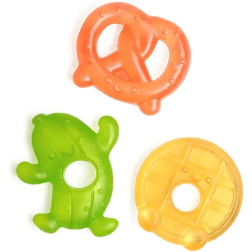 Itzy Ritzy Water-Filled Teethers - Cold Cutie Coolers Textured On Both Sides to Massage Sore Gums & Emerging Teeth - Can Be Chilled in Refrigerator, Set of 3 Silly Foods Teethers