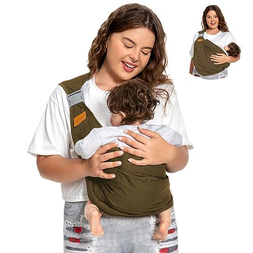 Shiaon Baby Sling Carrier, Baby Carrier Newborn to Toddler(7-45lbs), Toddler Carrier with Safety Buckle, One Shoulder Adjustable Shoulder Strap, One Size Fits All, Brown