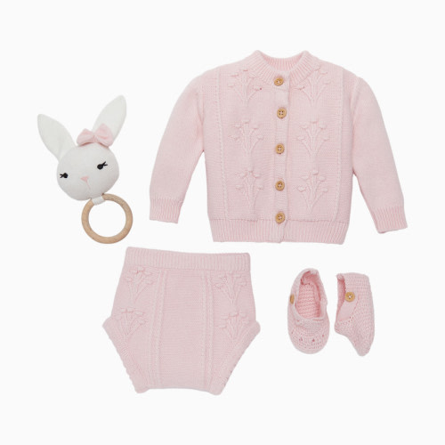 Loomsake 4-Piece Floral Sweater Set - Cerise Pink, 0-3 M