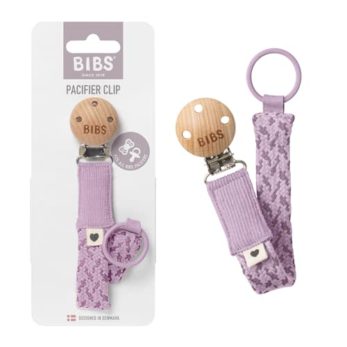 BIBS Braided Pacifier Clip, Fits All BIBS Pacifiers, Violet Sky/Mauve | Pacifier Chain Holder | Secure One-Handed Attachment | No More Dropped Pacifiers