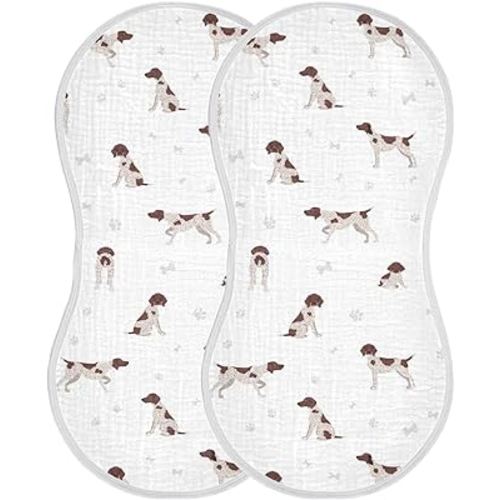 German Shorthaired Pointer Muslin Burp Cloths for Baby 2 Pack 100% Cotton Baby Washcloths Bibs for Boy Girl