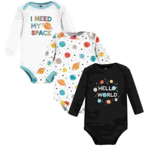 Hudson Baby Cotton Long-Sleeve Bodysuits, 3- Pack, Newborn- 24 Months