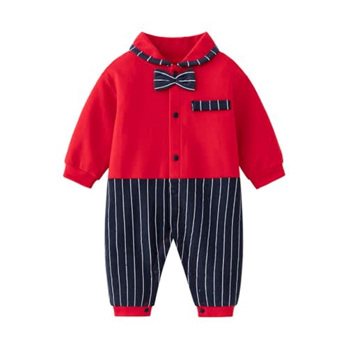 Baby Boys Gentleman Romper One-Piece Outfit 100% Cotton Tuxedo Style with Snap Closure (0-18 Months)