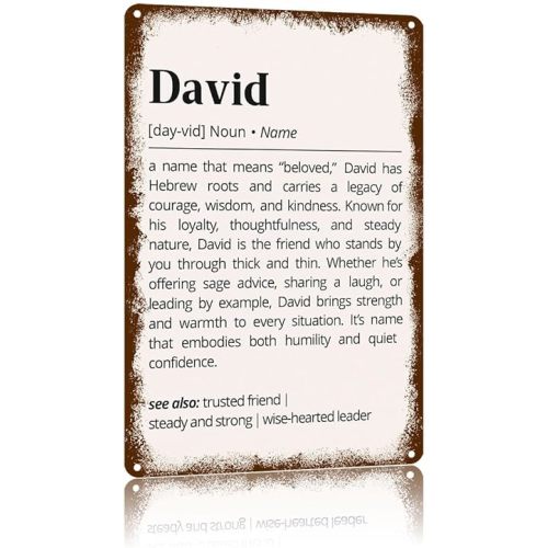 David Name Meaning Vintage Metal Sign,Text Art Poster Home Wall Decor, Suitable For Walls, Doors, And Fences,Aluminum Printed Plaque 8×12Inch