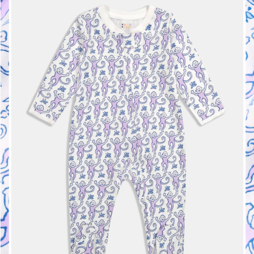 Infant Monkey Zipper Footie
