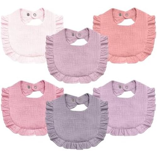 Baby Muslin Bibs,6 Pcs Drool Bandana Bibs for Baby Girl Drooling and Teething,Soft and Absorbent Cotton for Newborn