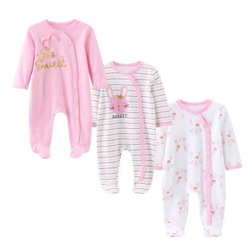 Zavbaby Unisex Newborn 3 Pieces Sleep´N Play Footed Pajamas Cotton Cartoon Rompers Infants Outfit ，Size:0-12Months