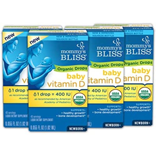 Mommy's Bliss Organic Baby Vitamin D Drops, Promotes Healthy Growth and Bone Development, Supports Immunity, Age Newborn+, 45 Servings, Pack of 4