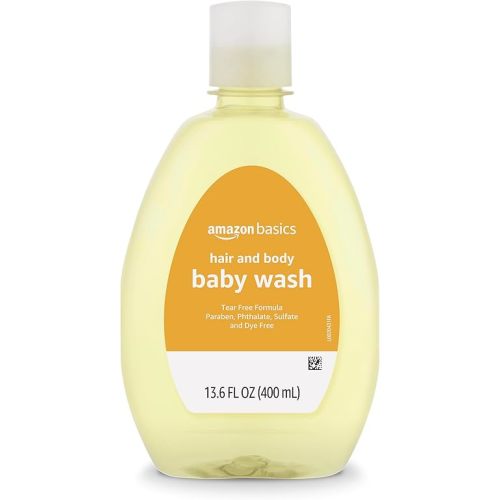 Amazon Basics Tear-Free Baby Hair and Body Wash, Paraben-Free, Sulfate-Free, Dermatologist Tested, Lightly Scented, 13.6 fl oz, 1-Pack