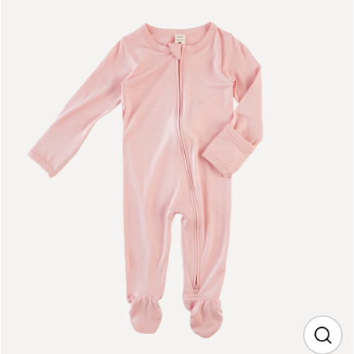 long sleeve two way zipper footie | lotus flower | bamboo