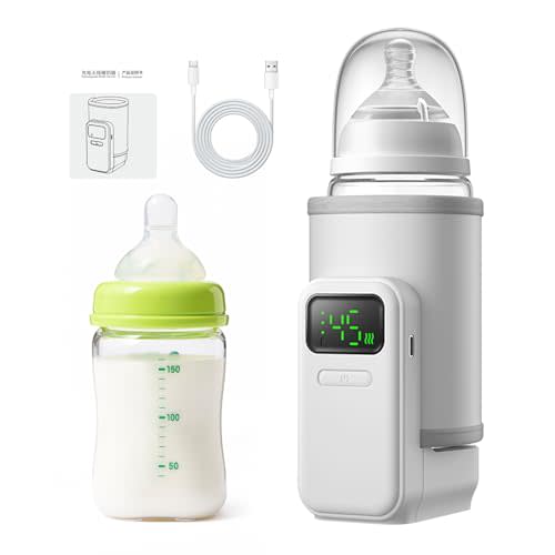 Portable Bottle Warmer with 6 Temperature Gears & Digital Display | Type-C Charging,Rechargeable Milk Heating Sleeve,360 Degree Wrap Even Warming Bottle Keep Warmer for Travel Home Outdoor
