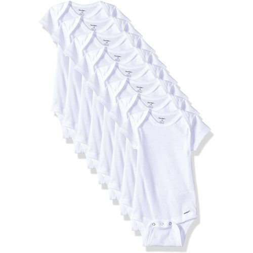 Gerber Short Sleeve Solid Onesies Bodysuits (8 Pack) - White, 0-3 M