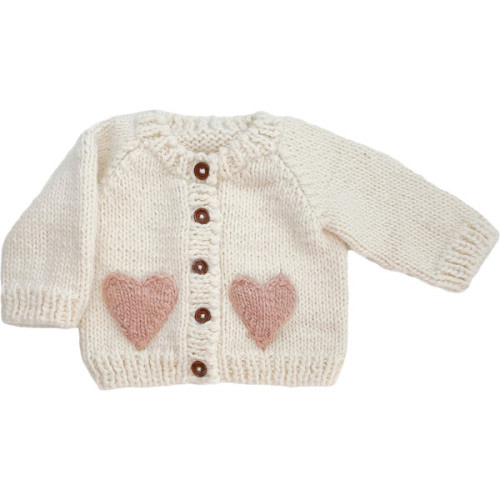 Heart Cardigan, Cream and Blush - The Blueberry Hill | Maisonette
