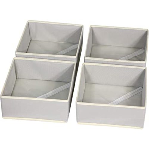 DIOMMELL Foldable Cloth Storage Box Closet Dresser Drawer Organizer Fabric Baskets Bins Containers Divider for Clothes Underwear Bras Socks Clothing,Set of 4 Grey 400