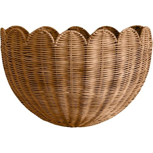 BEBE BASK Scalloped Wicker Hanging Basket - The Original Wicker Wall Decor - Hand Woven Wall Basket - Home Décor Wall Hanging Basket - Wall Storage Basket for Nursery, Living Room and Bathroom (Mocca)