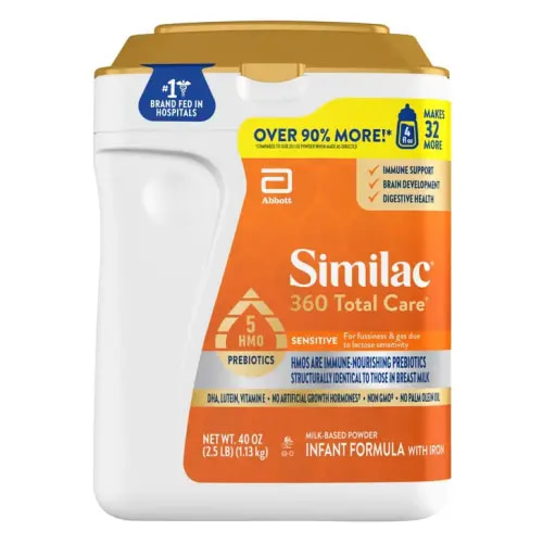 Similac 360 Total Care Sensitive with 5 HMO's, Non-GMO Infant Formula Powder, 40 oz | Costco