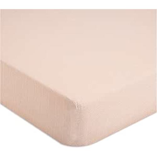 Crane Baby Cotton Sateen Fitted Sheet, 28x52'', Desert Rose, Pink Crib Sheets for Girls, Soft Cotton Crib Sheets for Girls, Nursery Decor for Girl Nursery, Elastic Pockets