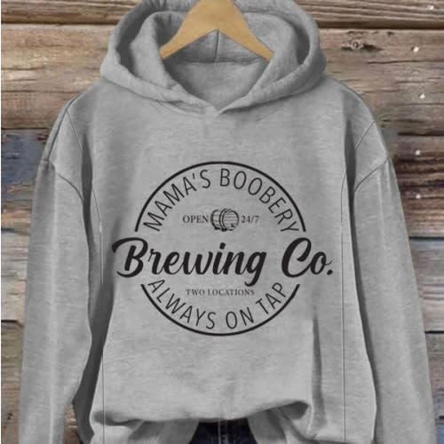 Size Large- Grey - Mama's Boobery Breastfeeding Easy For Nursing Hoodie