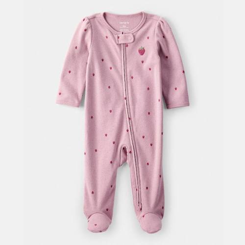 Baby Girl Carter's Strawberry Print Cotton Sleep & Play One-Piece Pajamas