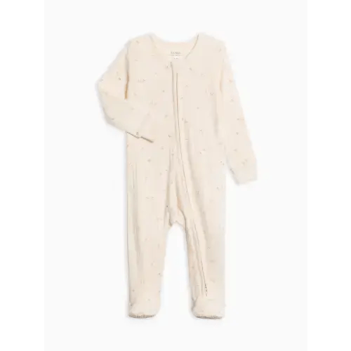 Maya Brushed Back Pointelle Footed Zipper Sleeper - Loren Floral - NB