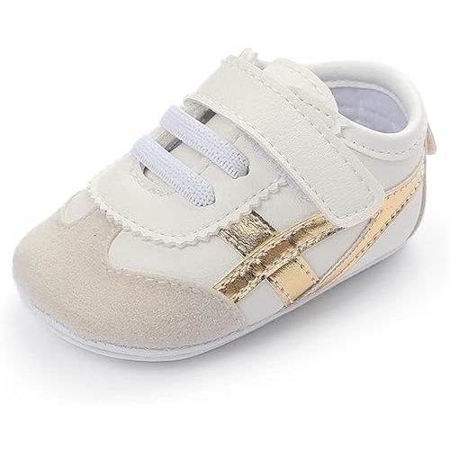 Baby Boys Girls Leather PRE-Walking Sneakers Toddler Anti-Slip Rubber Sole Infant Lightweight First Step Shoes