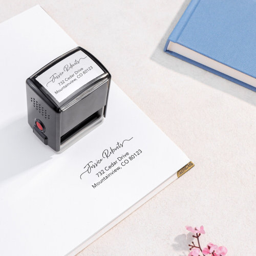 Self Inking Address Stamp, Custom Return Address Stamp, Modern Address Stamp, Personalized Cursive Address Stamp, Housewarming Gift