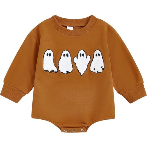 YINGISFITM Thanksgiving Halloween Baby Girl Boy Outfit Turkey Sweatshirt Bubble Romper Sweater Shirt Onesie Fall Clothes