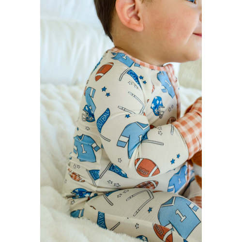 Convertible Bamboo Zip Romper in Huddles & Cuddles Blue | Caden Lane