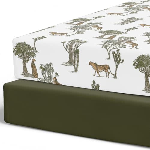 Pobibaby - 2 Pack Premium Fitted Baby Girl Crib Sheets for Standard Crib Mattress - Ultra-Soft Cotton Blend, Safe and Snug, and Stylish Floral Crib Sheet (Safari)