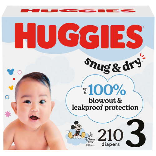 Huggies Snug & Dry Baby Diapers, Size 3 (16-28 lbs), 210 Count (Select for More)
