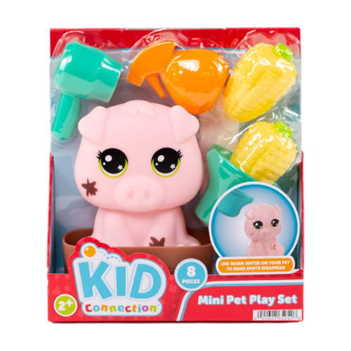 Kid Connection Mini Pet Pig Water Play Set with Color Changing Feature, 8 Pieces, Toddler Toys, Pink Color