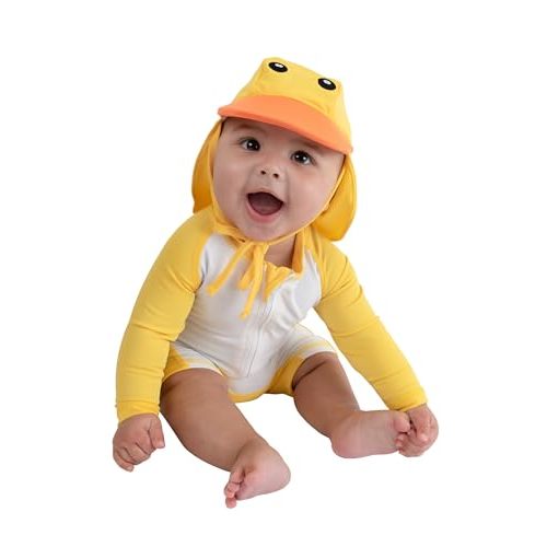 Cuddle Club UPF 50+ Long-Sleeve Baby Swimsuit, Sun Protection Sunsuit for Newborn, Infant, Toddler - Boys and Girls