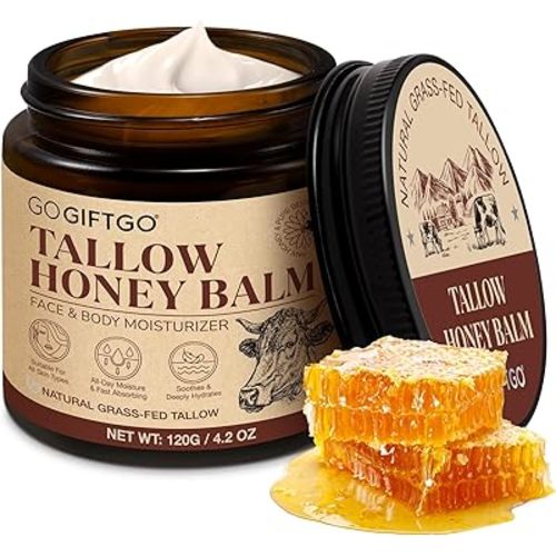 Beef Tallow for Skin,Tallow and Honey Balm,Beef Tallow for Face,Tallow Face Moisturizer,Natural Moisturizer Hydrates,Deeply Nourishes the Skin, Enhances Natural Radiance (1pcs)